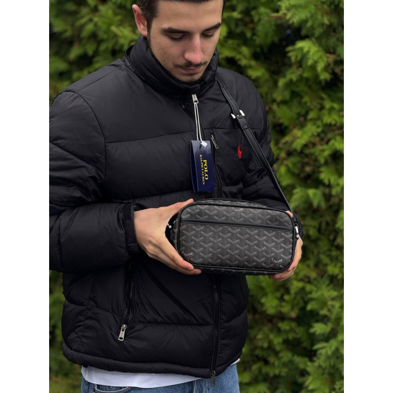 Сумка Goyard чорна чоловіча сумка через плече Гоярд чорна чоловіча сумка через плече Гоярд барсетка месенджер
