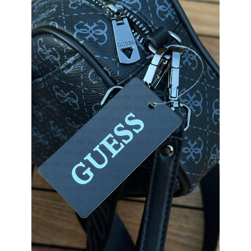 Сумка Guess кросбоді чорна сумка через плече месенджер Гесс чоловічий шкіряний барсетка чоловіча Гуес чорна
