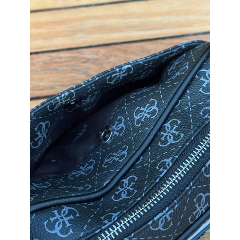 Сумка Guess кросбоді чорна сумка через плече месенджер Гесс чоловічий шкіряний барсетка чоловіча Гуес чорна