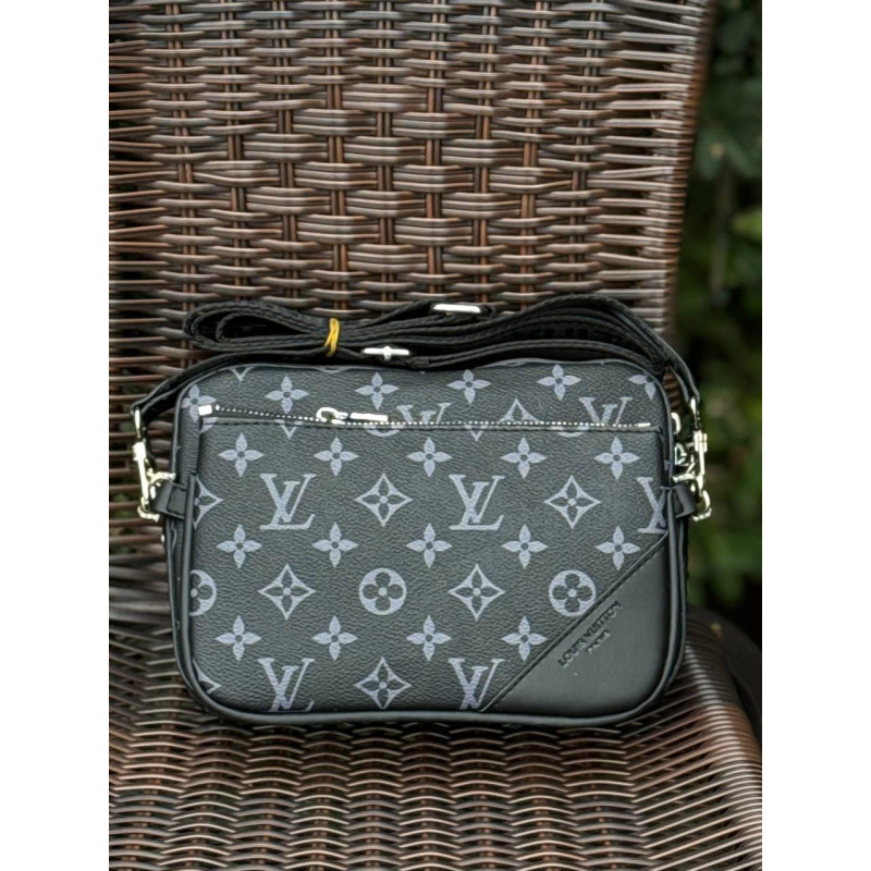 Сумка Louis Vuitton чоловіча чорна барсетка Лв через плече сумка Луї Вітон месенджер кросбоді шкіряний LV чорний