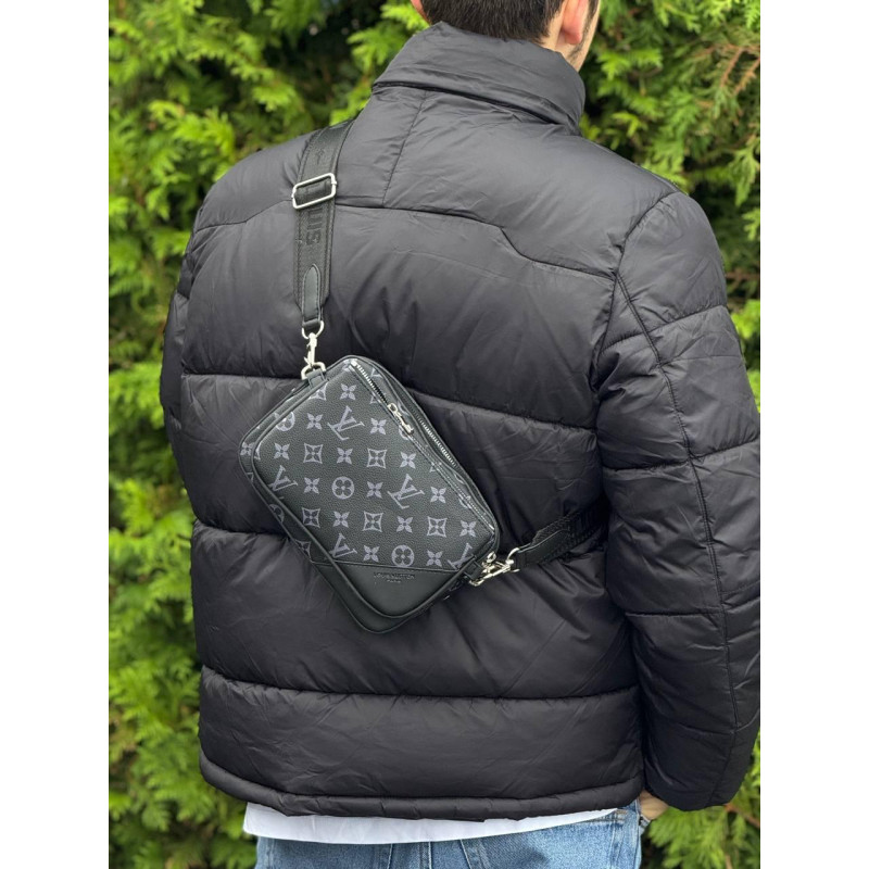 Сумка Louis Vuitton чоловіча чорна барсетка Лв через плече сумка Луї Вітон месенджер кросбоді шкіряний LV чорний