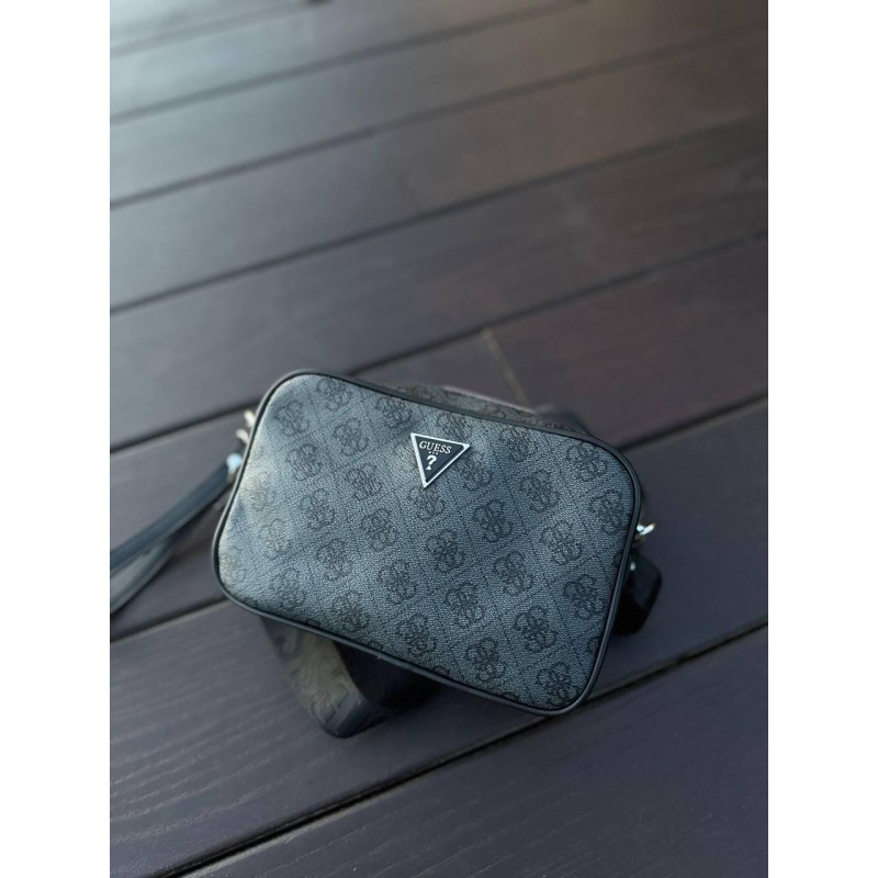 Сумка Guess сіра кросбоді сумка через плече Гуес чоловіча спортивна сумка Гесс чорна спортивна барсетка месенджер