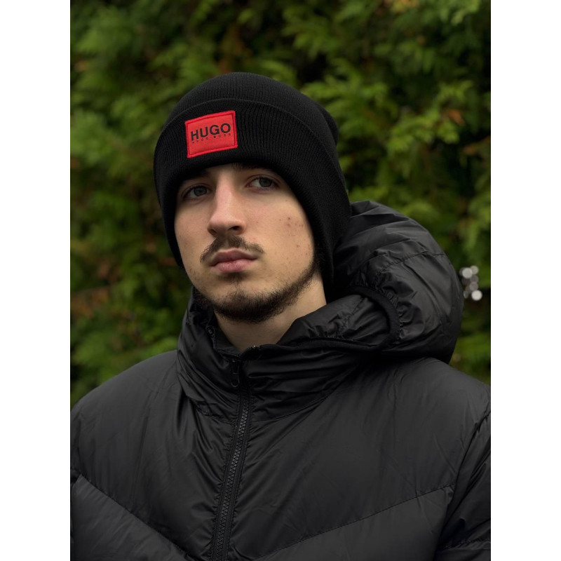 Шапка Hugo Boss чоловіча чорна чоловіча шапка Hugo чорна Х'юго Бос тепла зимова шапка вуха Хуго
