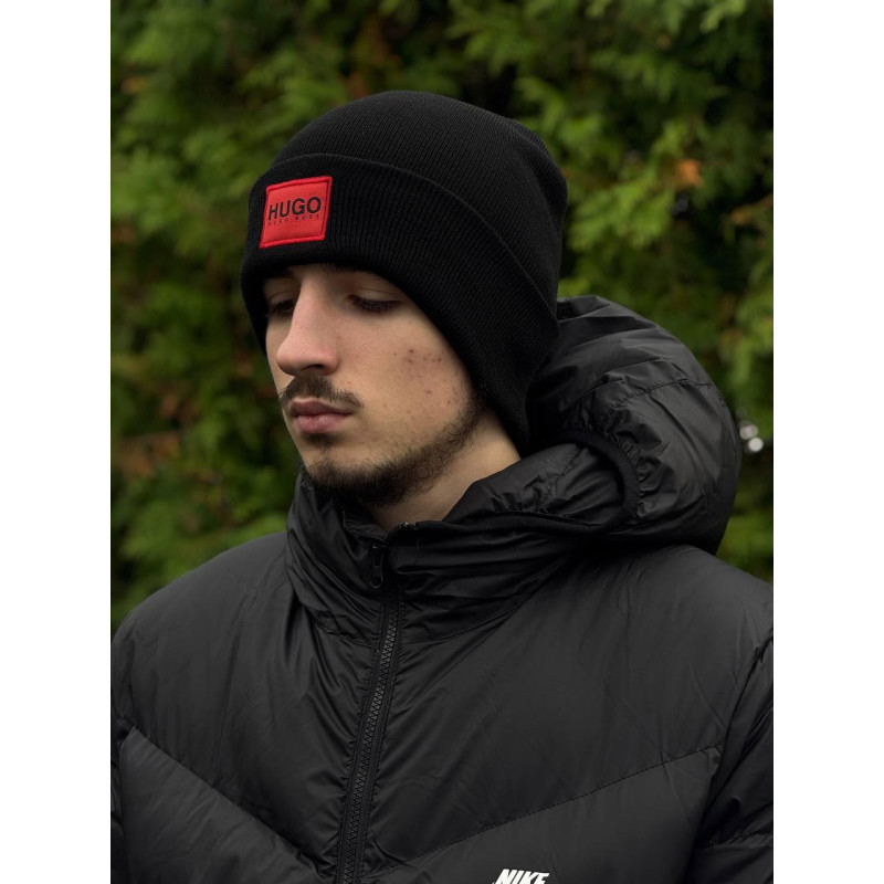 Шапка Hugo Boss чоловіча чорна чоловіча шапка Hugo чорна Х'юго Бос тепла зимова шапка вуха Хуго
