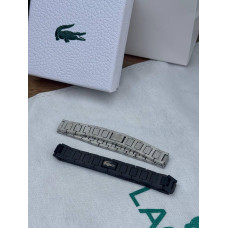 Браслет Lacoste чоловічий срібний браслет Лакост Монограм чорний браслет на руку Лакоста