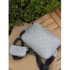 Сумка Louis Vuitton чоловіча сіра сумка Лв шкіряна барсетка через плече LV біла месенджер кросбоді 2в1 Луї Вітон