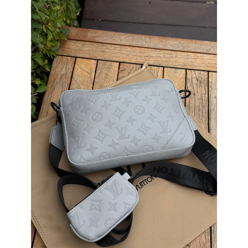 Сумка Louis Vuitton чоловіча сіра сумка Лв шкіряна барсетка через плече LV біла месенджер кросбоді 2в1 Луї Вітон