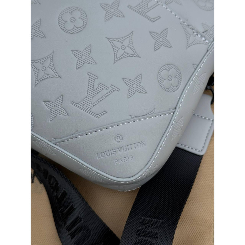 Сумка Louis Vuitton чоловіча сіра сумка Лв шкіряна барсетка через плече LV біла месенджер кросбоді 2в1 Луї Вітон