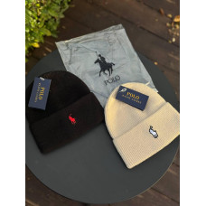 Шапка Polo Ralph Lauren чорна чоловіча шапка зимова спортивна шапка тепла Поло чоловіча бежева шапка Поло Ральф Лоурен