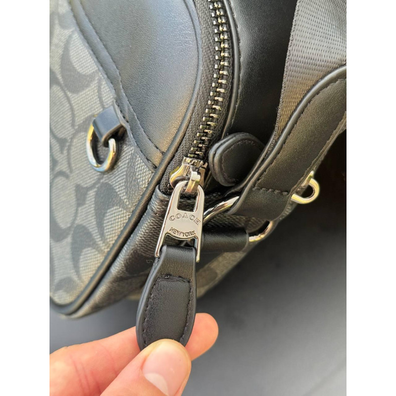 Сумка Coach крободі чоловіча чорна шкіряна барсетка Коач месенджер чоловічий через плече Коуч чорна