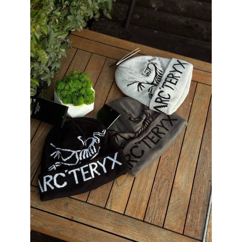 Шапка Arcteryx чоловіча чорна шапка Арк спортивна шапка Арктерикс чорна шапка сіра Арк
