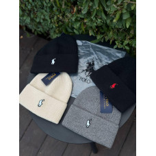 Шапка Polo Ralph Lauren чорна чоловіча шапка Поло Ральф Лоурен сіра зимова шапка Поло бежева сіра