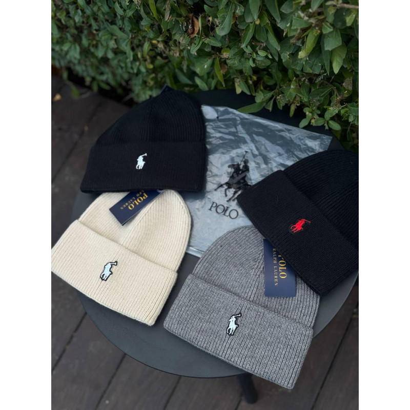 Шапка Polo Ralph Lauren чорна чоловіча шапка Поло Ральф Лоурен сіра зимова шапка Поло бежева сіра