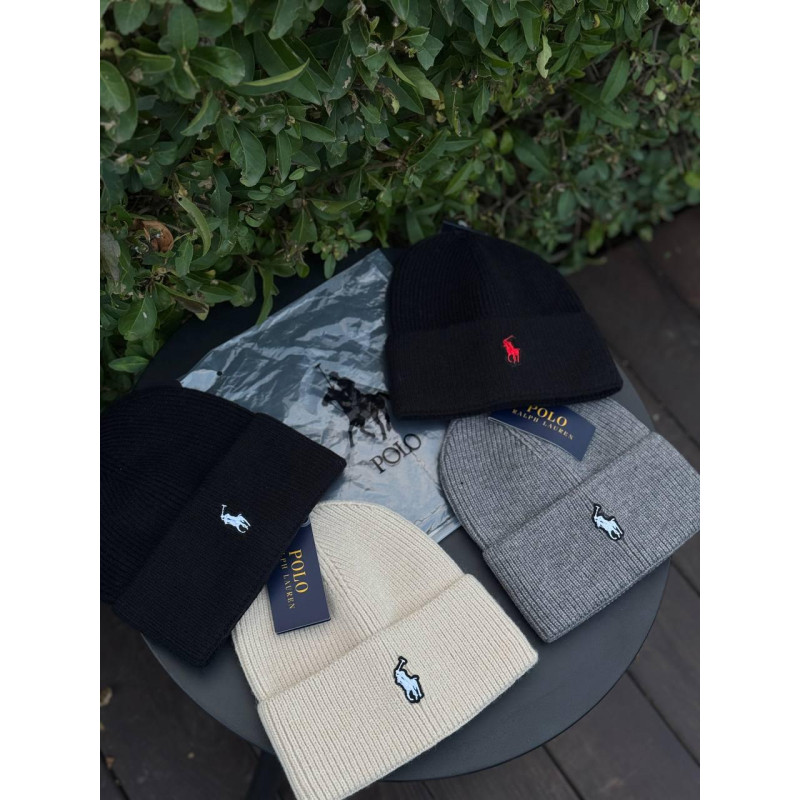 Шапка Polo Ralph Lauren чорна чоловіча шапка Поло Ральф Лоурен сіра зимова шапка Поло бежева сіра