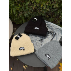 Шапка Stussy 3D Logo зимова шапка Стуссі 3д лого чорна шапка Стуссі чоловіча зимова шапка сіра Стусі