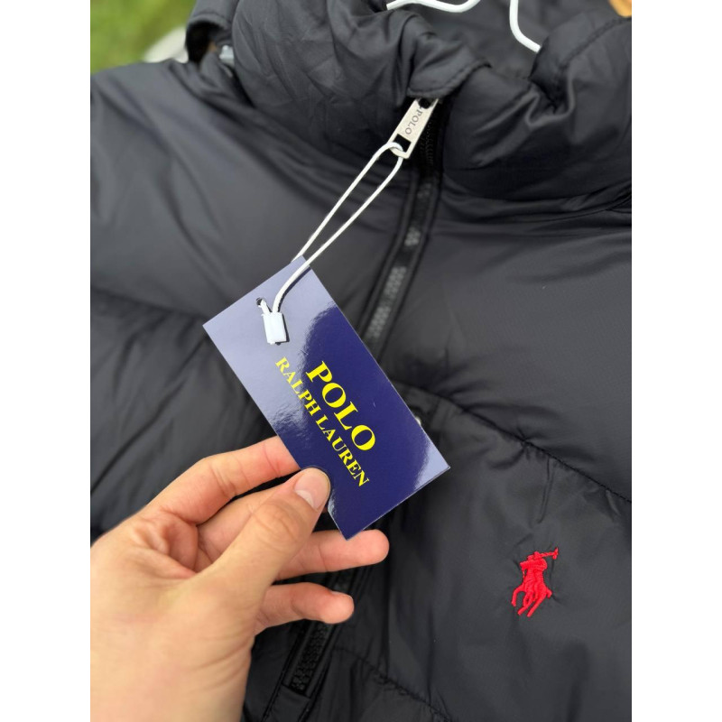 Пуховик Polo Ralph Lauren чоловічий чорний пуховик матовий Поло Ральф Лоурен чорна спортивний пуховик зимовий Поло Ральф