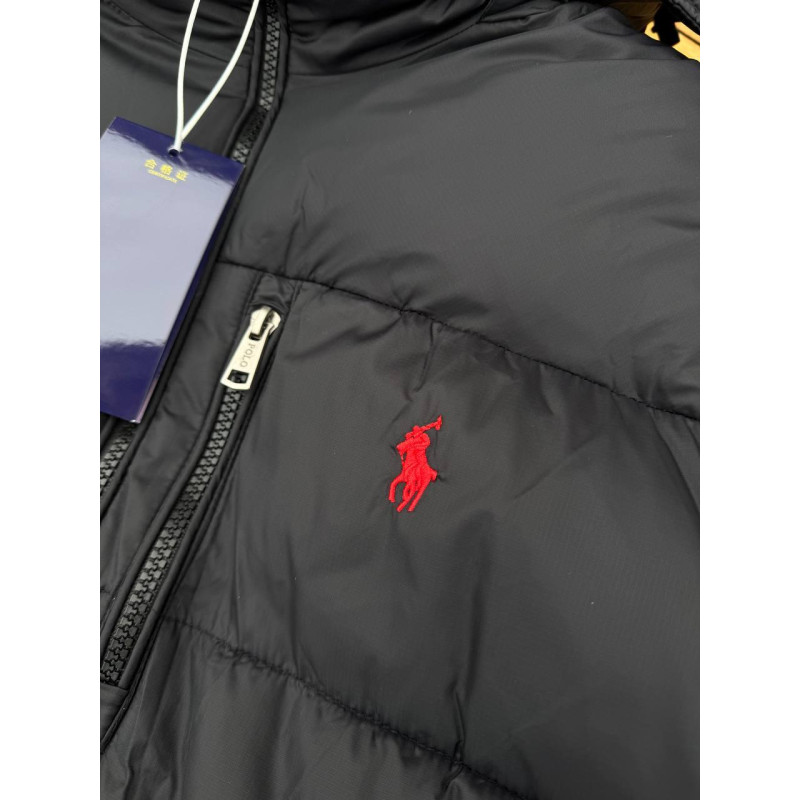 Пуховик Polo Ralph Lauren чоловічий чорний пуховик матовий Поло Ральф Лоурен чорна спортивний пуховик зимовий Поло Ральф