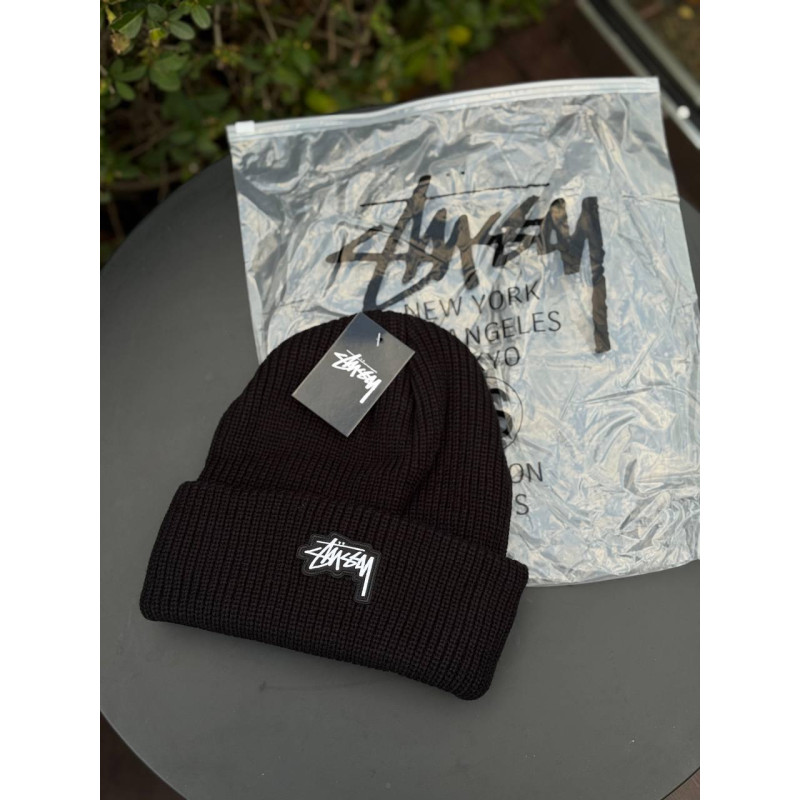 Шапка Stussy 3D logo Чоловіча чорна шапка стусі 3Д Лого зимова спортивна шапка стусі 3Д логотип