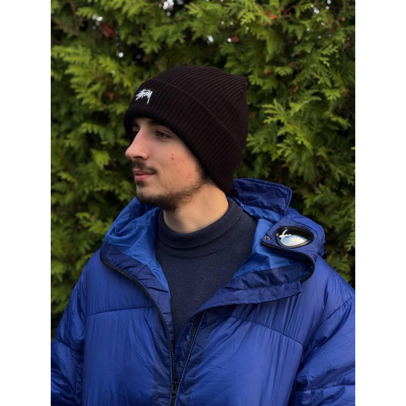 Шапка Stussy 3D logo Чоловіча чорна шапка стусі 3Д Лого зимова спортивна шапка стусі 3Д логотип
