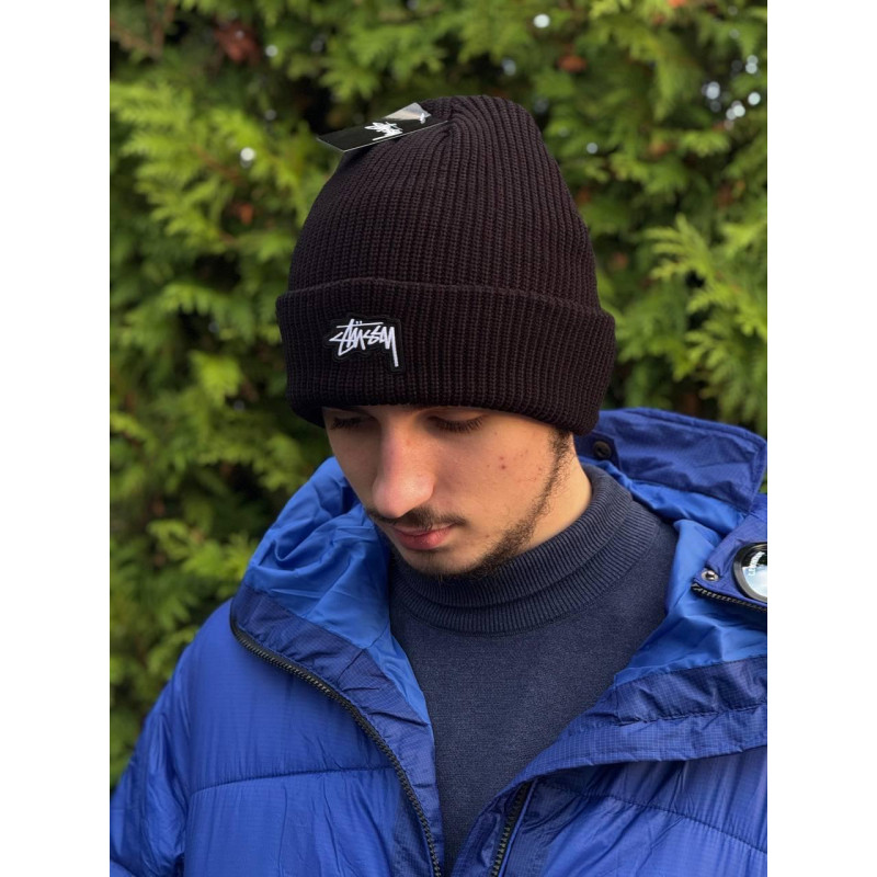 Шапка Stussy 3D logo Чоловіча чорна шапка стусі 3Д Лого зимова спортивна шапка стусі 3Д логотип