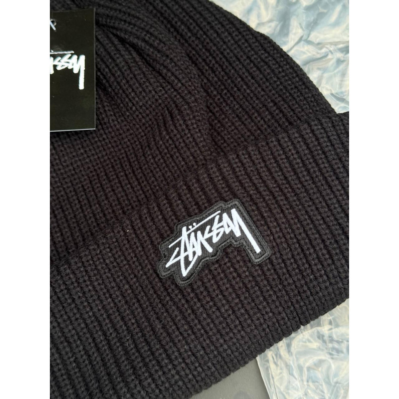 Шапка Stussy 3D logo Чоловіча чорна шапка стусі 3Д Лого зимова спортивна шапка стусі 3Д логотип