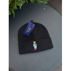 Шапка Polo Ralph Lauren з ведмедиком чорна чоловіча шапка Поло Ральф Лоурен чорна спортивна зимова Шапка Поло з ведмедиком