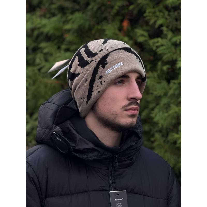 Шапка Arcteryx бежева чоловіча шапка Арктерикс чорна нова модель шапка Арк бежева спортивна Шапка Arcteryx бежева чоловіча шап