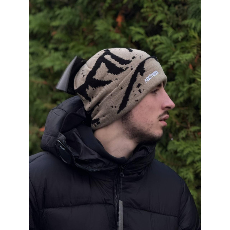 Шапка Arcteryx бежева чоловіча шапка Арктерикс чорна нова модель шапка Арк бежева спортивна Шапка Arcteryx бежева чоловіча шап