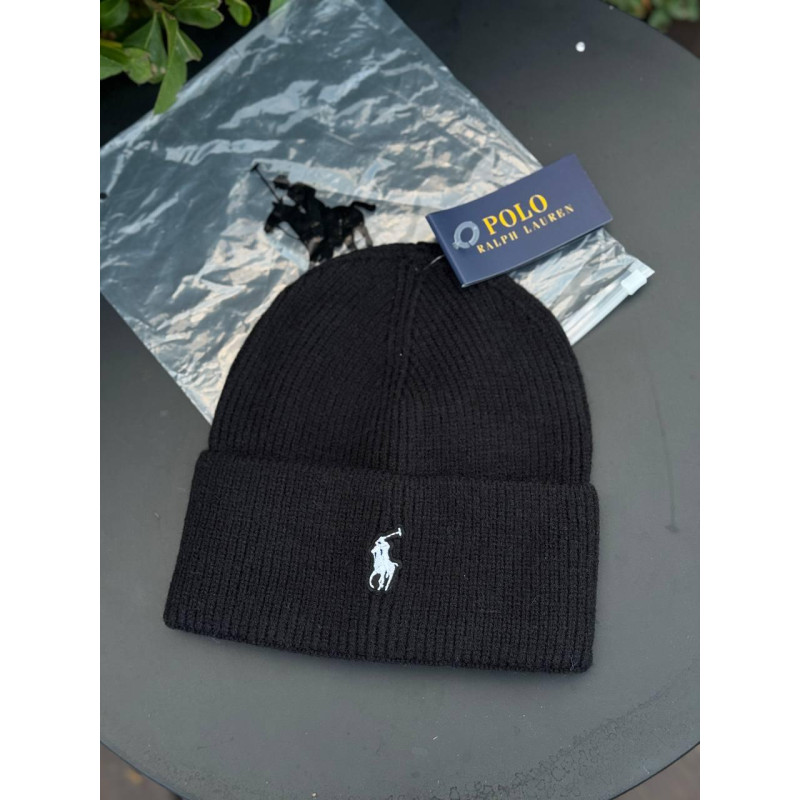 Шапка Polo Ralph Lauren черная с белым логотипом мужская черная шапка Поло спортивная зимняя шапка поло