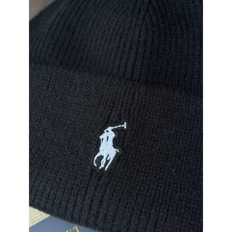 Шапка Polo Ralph Lauren черная с белым логотипом мужская черная шапка Поло спортивная зимняя шапка поло