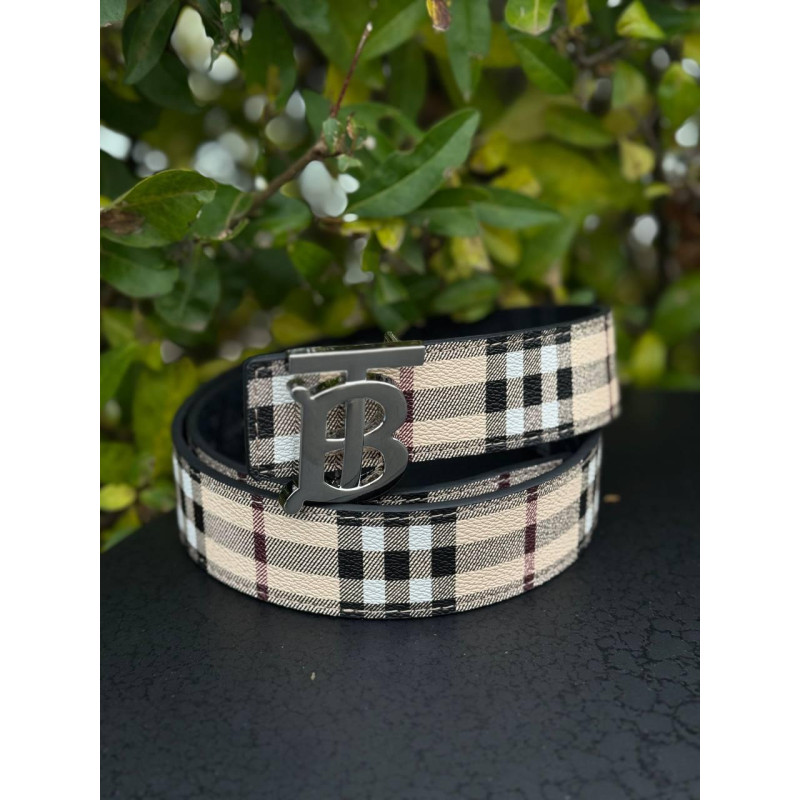 Ремінь чоловічий бежевий Burberry Спортивний чоловічий шкіряний ремінь Burberry чорний
