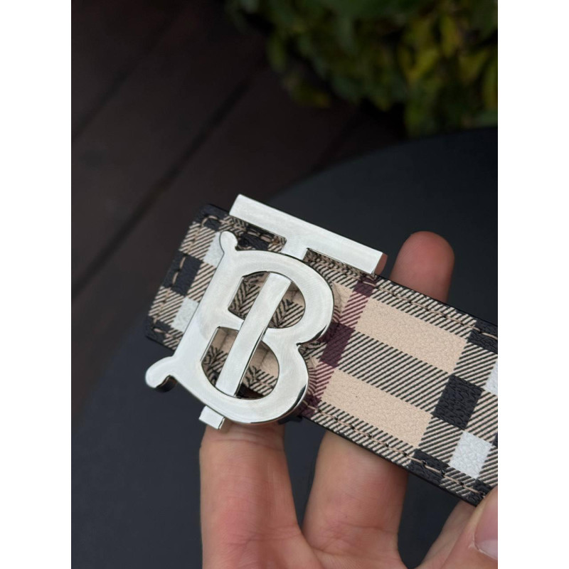 Ремінь чоловічий бежевий Burberry Спортивний чоловічий шкіряний ремінь Burberry чорний