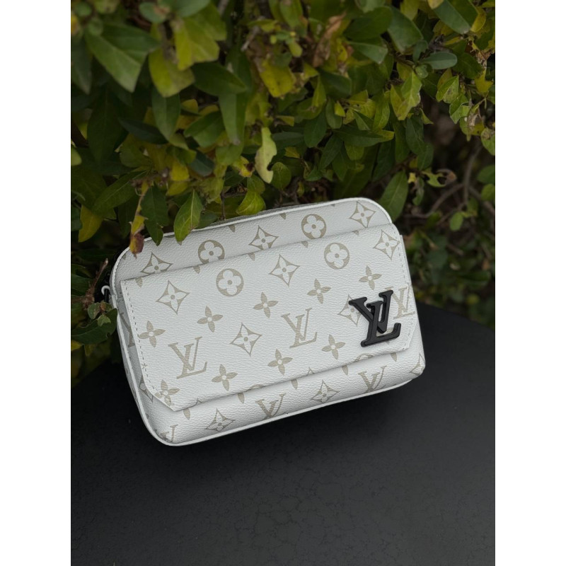 Сумка LV біла чоловіча сумка Louis Vuitton спортивна шкіряна сумка через плече LV чоловіча чорна сумка LV