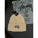 Шапка Stussy чоловіча бежева шапка стусі чорна спортивна шапка Стусі 3Д Логотип