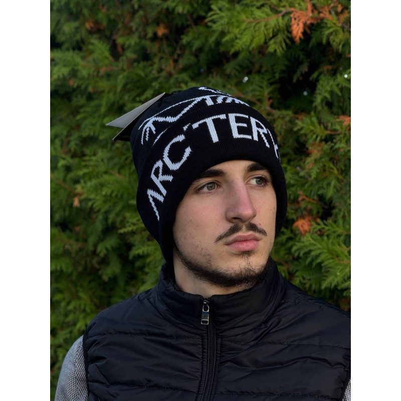 Шапка Arcteryx чоловіча чорна шапка Арк чорна спортивна чоловіча зимова тепла шапка Арктерикс