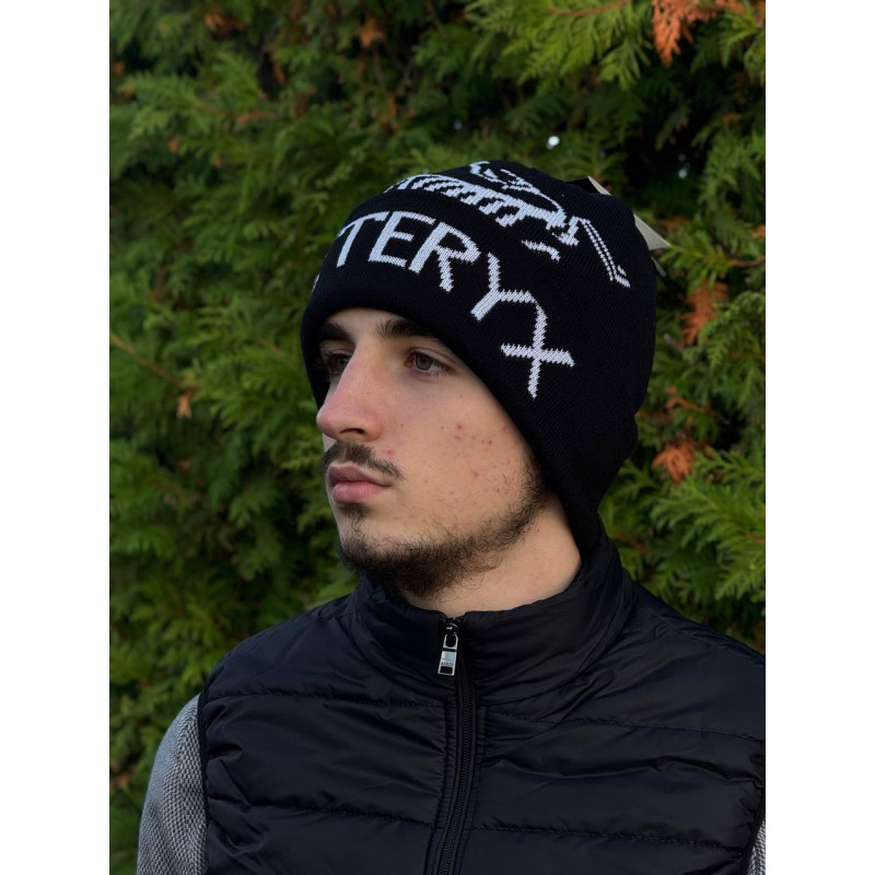 Шапка Arcteryx чоловіча чорна шапка Арк чорна спортивна чоловіча зимова тепла шапка Арктерикс