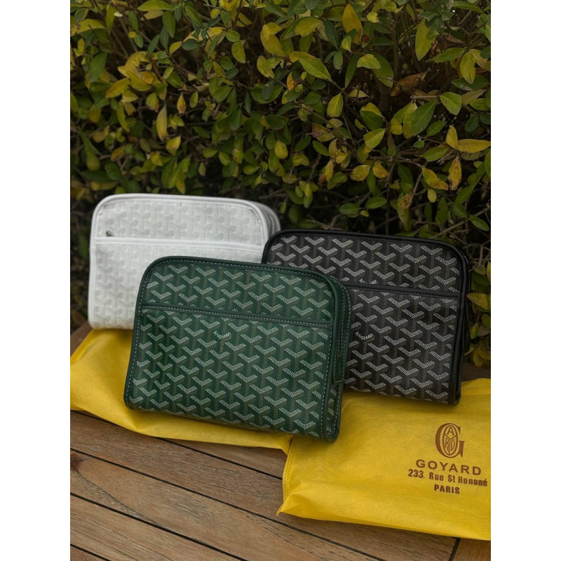 Клатч сумка Goyard Paris шкіряна чоловіча сумка Гоярд барсетка сірчана месенджер Гоярд білий