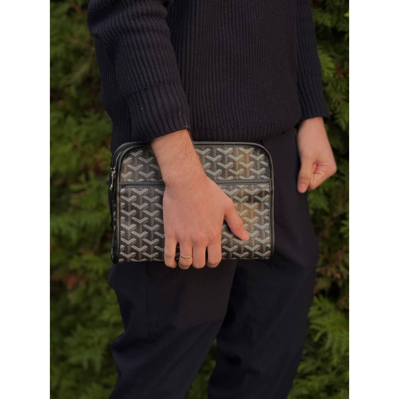 Клатч сумка Goyard Paris шкіряна чоловіча сумка Гоярд барсетка сірчана месенджер Гоярд білий