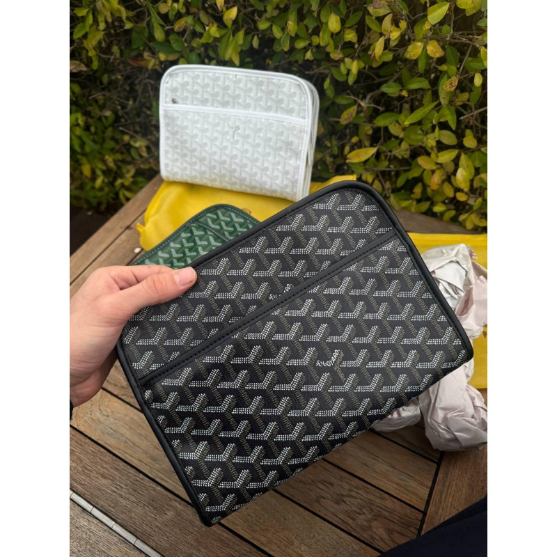 Клатч сумка Goyard Paris шкіряна чоловіча сумка Гоярд барсетка сірчана месенджер Гоярд білий