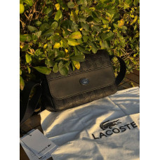 Сумка Lacoste monogram чорна чоловіча сумка Лакост монограм чорна через плече барсетка Лакост чоловіча шкіряна