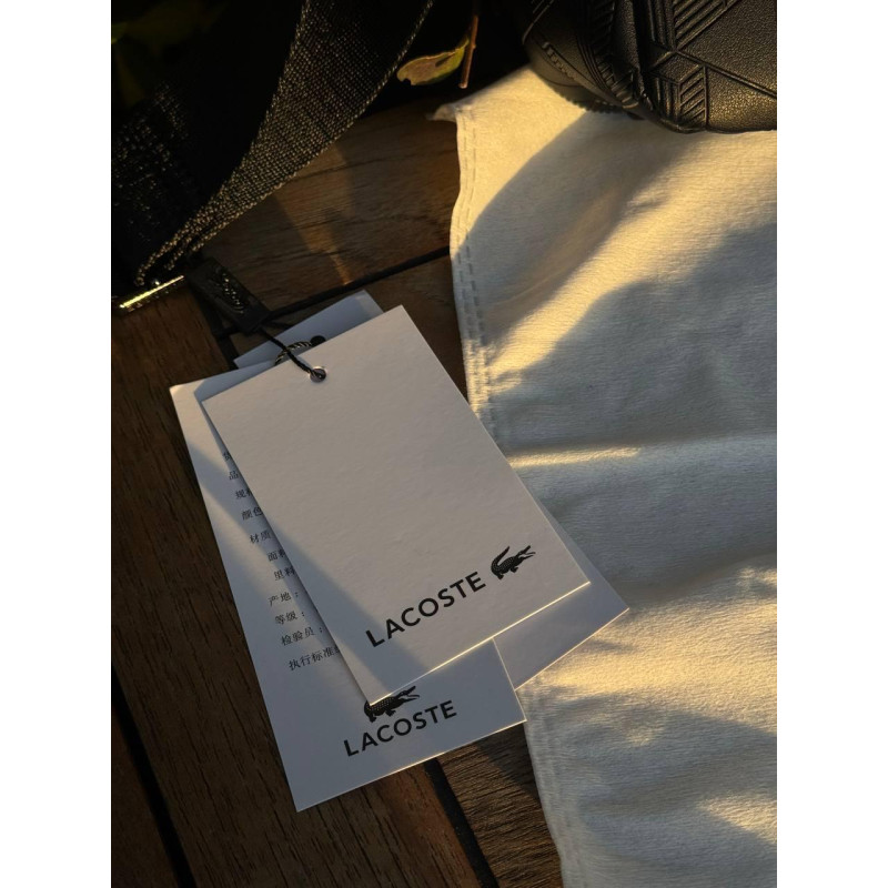 Сумка Lacoste monogram чорна чоловіча сумка Лакост монограм чорна через плече барсетка Лакост чоловіча шкіряна