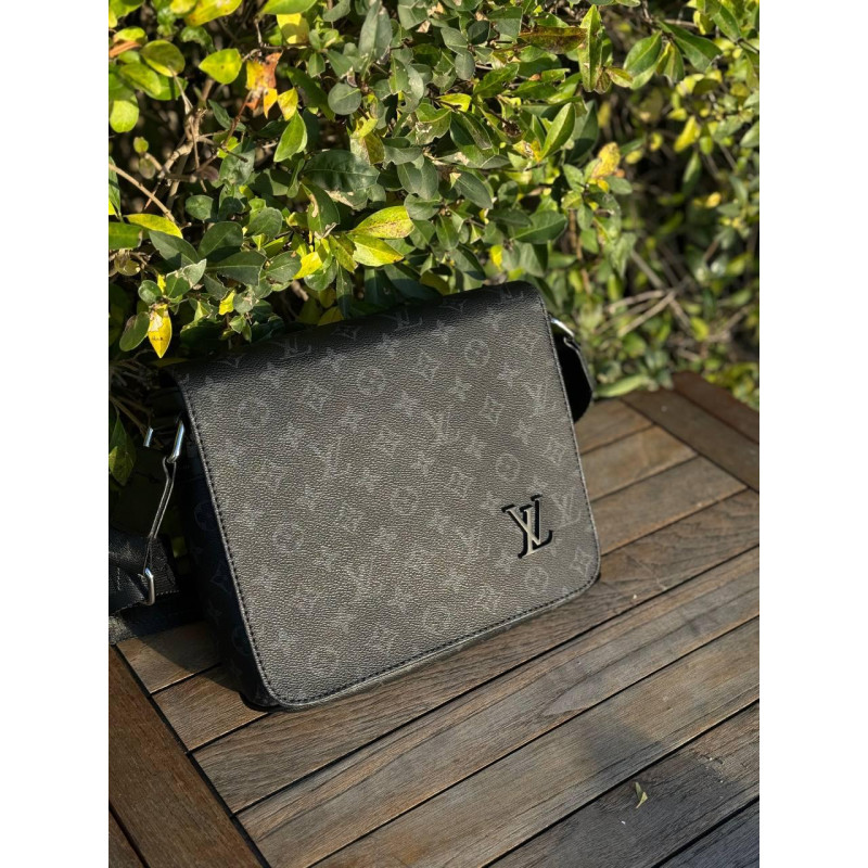 Сумка Louis Vuitton чоловіча велика сумка Лв чорна шкіряна сумка Луї Вітон спортивна барсетка сумка Лв
