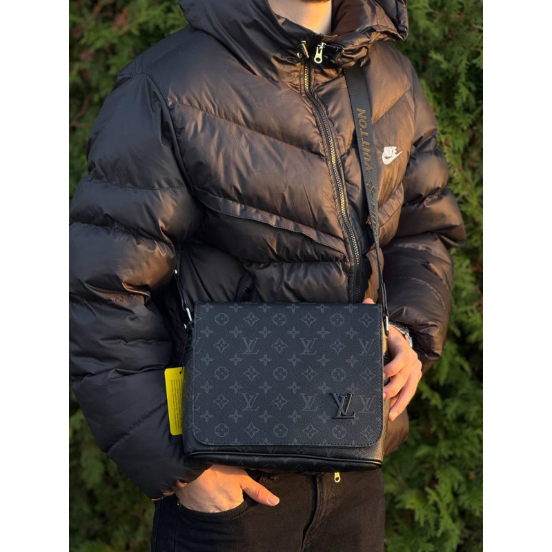 Сумка Louis Vuitton чоловіча велика сумка Лв чорна шкіряна сумка Луї Вітон спортивна барсетка сумка Лв