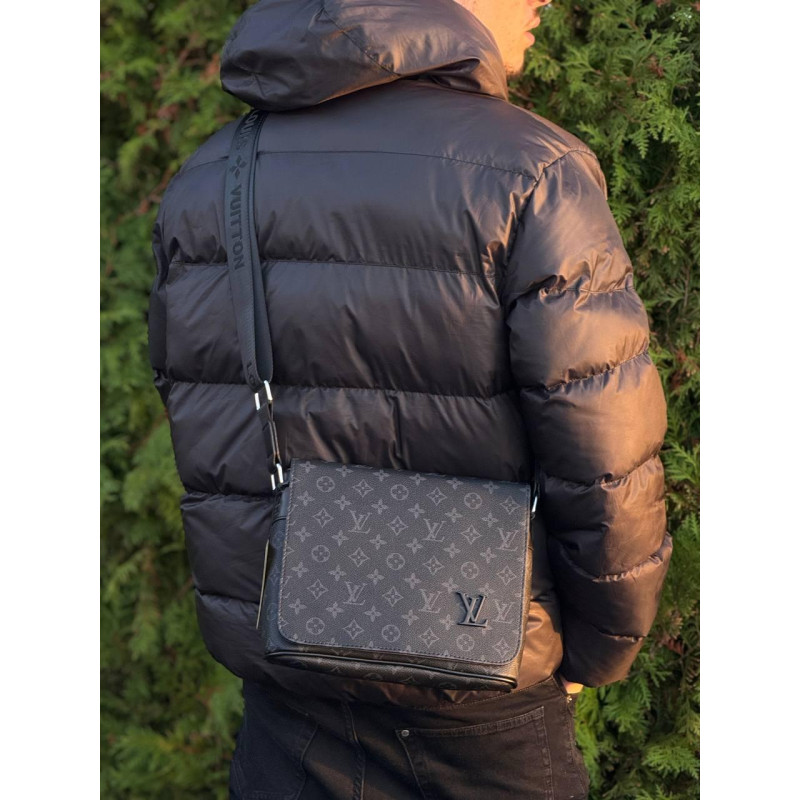 Сумка Louis Vuitton чоловіча велика сумка Лв чорна шкіряна сумка Луї Вітон спортивна барсетка сумка Лв