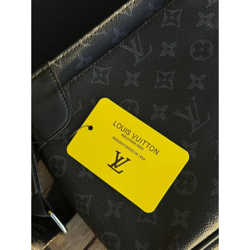 Сумка Louis Vuitton чоловіча велика сумка Лв чорна шкіряна сумка Луї Вітон спортивна барсетка сумка Лв