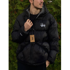 Пуховик Stussy 800 fit чоловічий чорний пуховик з сірим Стуссі чоловіча чорна куртка Стусі пуховик Stusy зимовий