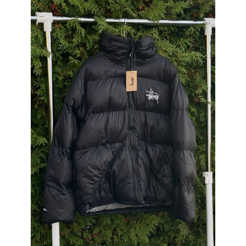 Пуховик Stussy 800 fit чоловічий чорний пуховик з сірим Стуссі чоловіча чорна куртка Стусі пуховик Stusy зимовий