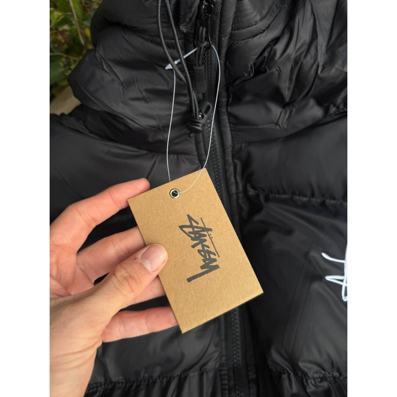 Пуховик Stussy 800 fit чоловічий чорний пуховик з сірим Стуссі чоловіча чорна куртка Стусі пуховик Stusy зимовий
