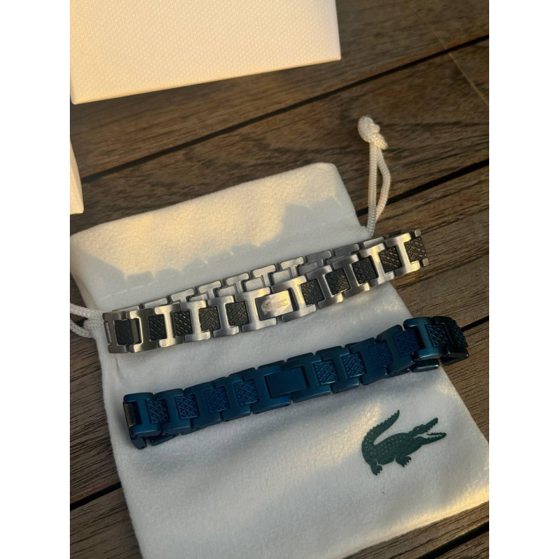 Браслет Lacoste monogram чоловічий чорний браслет синій Лакост монограм срібний браслет чоловічий Лакост на руку