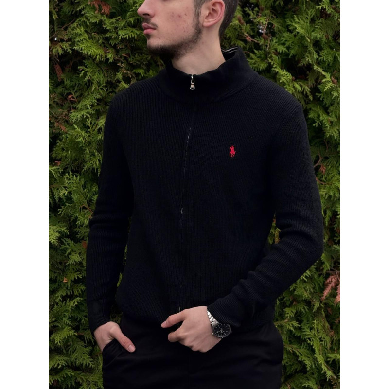 Кардиган Поло Ральф Лоурен черный мужской кардиган спортивный Polo Ralph Lauren черный Зипка Поло